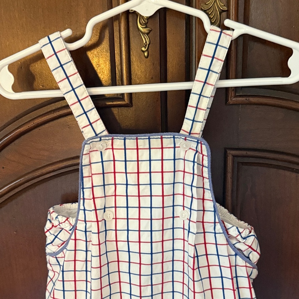 MAYORAL Red and Blue Checkered Romper 6-9M - Picture 3 of 5